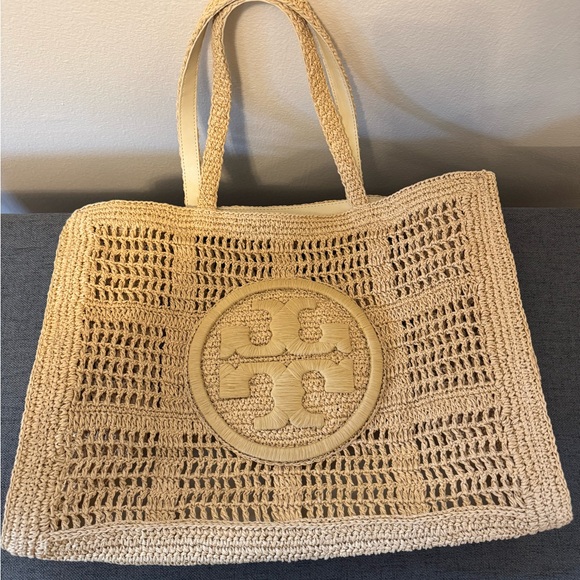 Tory Burch Tan Woven Tote Bag - Picture 1 of 11